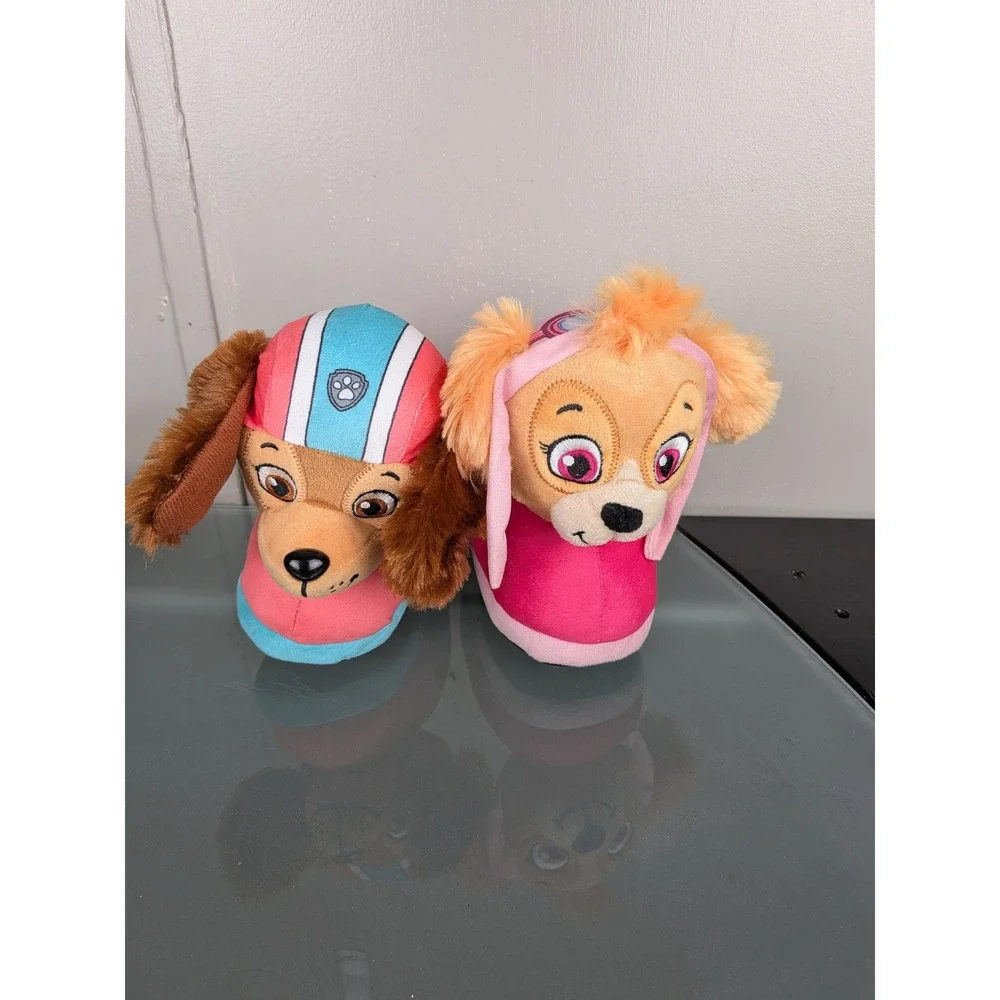 Paw Patrol Skye and Liberty Plush Character Slippers Pink Teal Kids Size 9/10